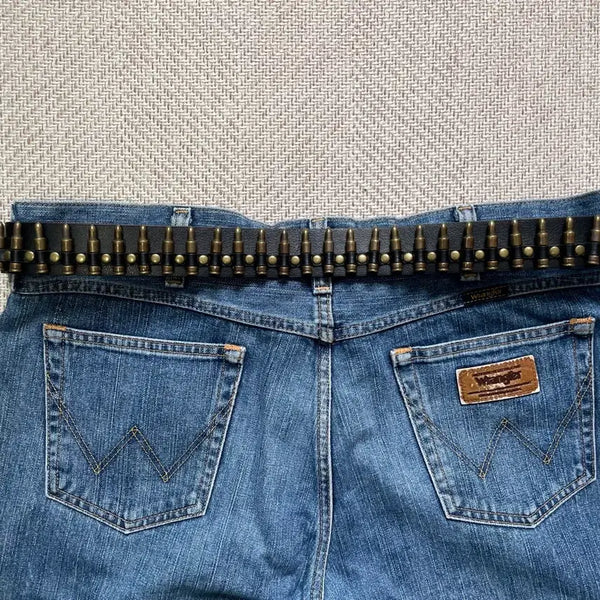 [BUNJANG] Vintage Western Bullet Studded Leather Belt / 빈티지 웨스턴 불릿 스터드 레더벨트