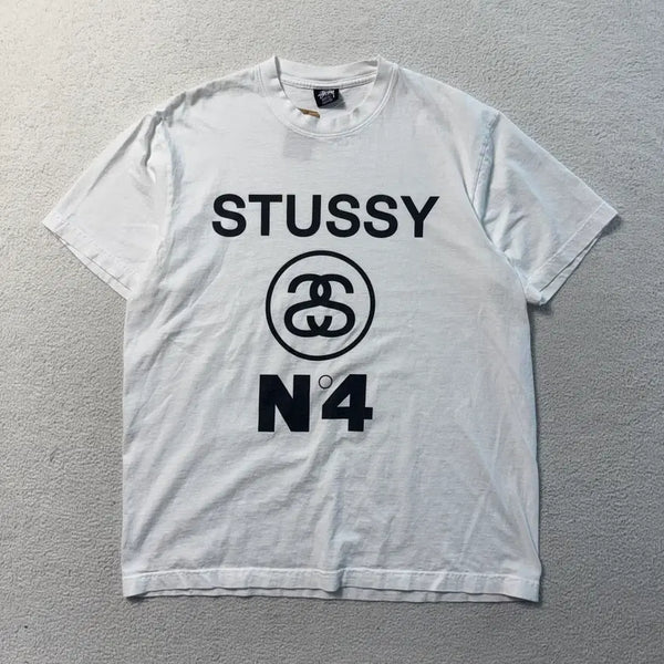 [BUNJANG] Stussy Pigment Dyed No.4 Short Sleeve T-Shirt (Made in USA) / 스투시 미국생산 피그먼트 다이드 No.4 반팔 티셔츠
