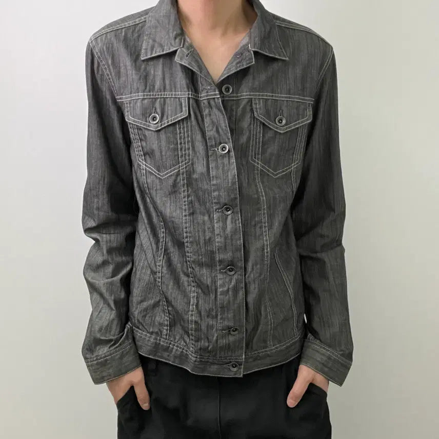 [BUNJANG] Back Number Black Denim Trucker Shirt Jacket L / back number 백넘버 흑청 트러커 데님 셔츠 자켓 L