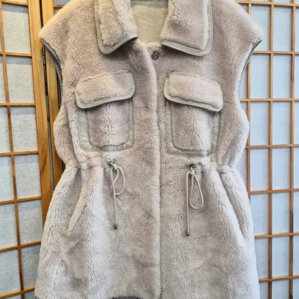 [BUNJANG] Lambskin Fleece Vest - Free Size / 램스킨 이쁜 양털조끼 프리