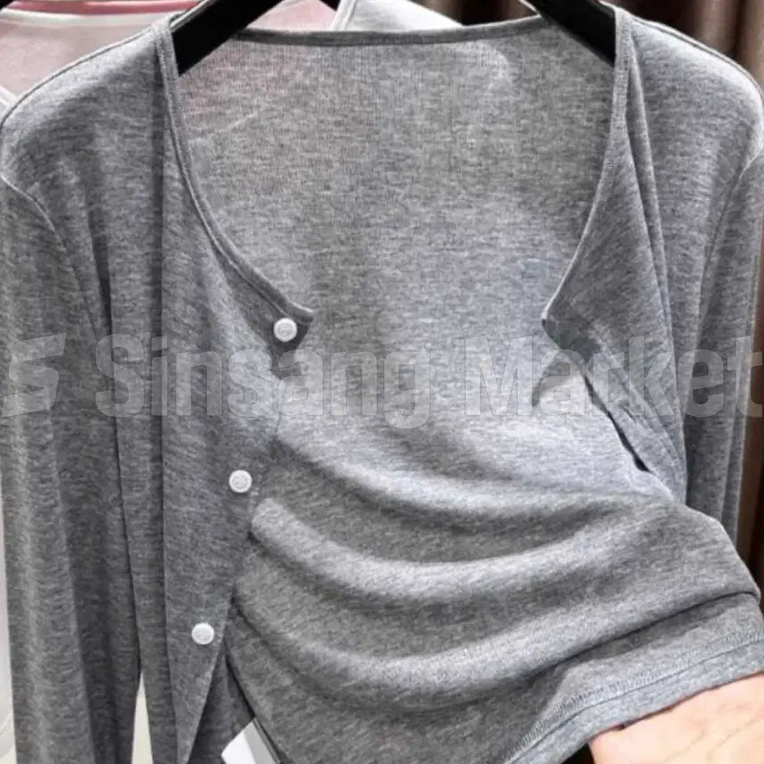 [BUNJANG] YIU Cardi See-Through Layered Summer Daily Long Sleeve T-Shirt / [빠른발송] 이유가디건 시스루 레이어드 여름 데일리 긴팔 티 살안타 쿨