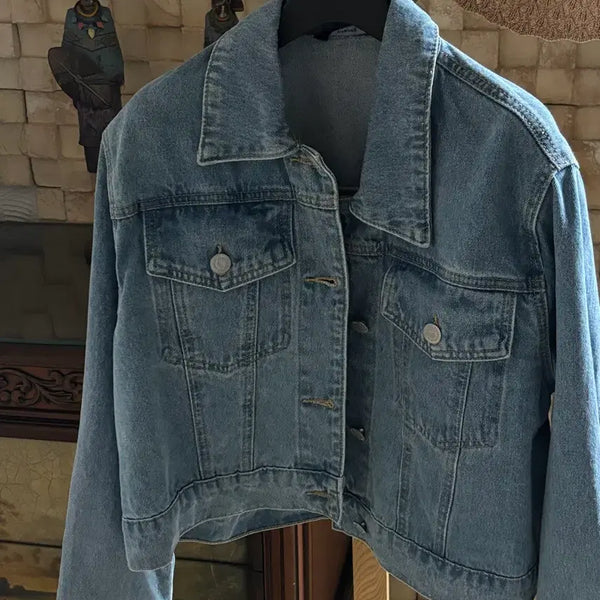 [BUNJANG] Van Ake Light Wash Cropped Denim Jacket / 반에이크 데님 자켓 연청색(새거)