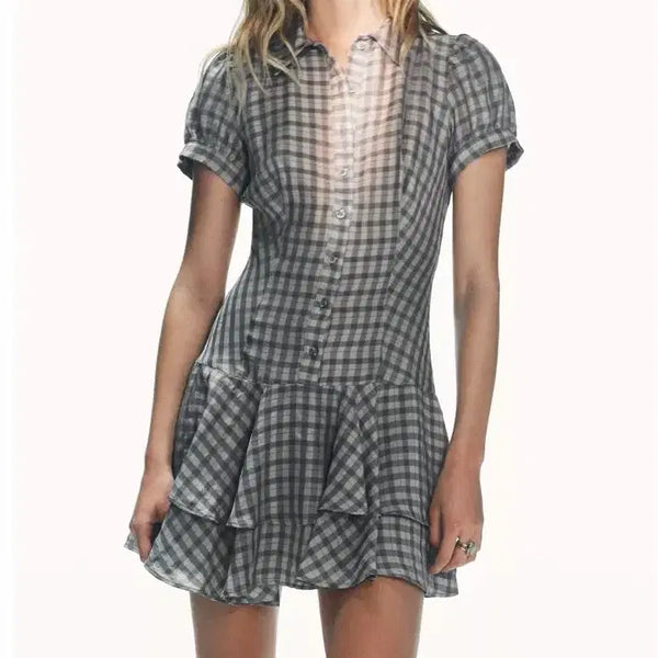 [BUNJANG] Zara Frill Check Mini Dress / 자라 프릴 체크 미니 원피스