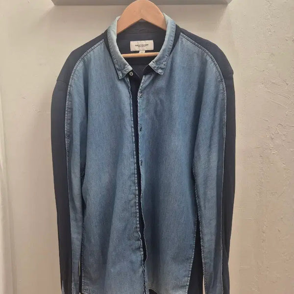 [BUNJANG] Solid Homme Denim & Woven Cotton Mix Shirt / 솔리드옴므 데님&우븐 코튼 믹스 셔츠