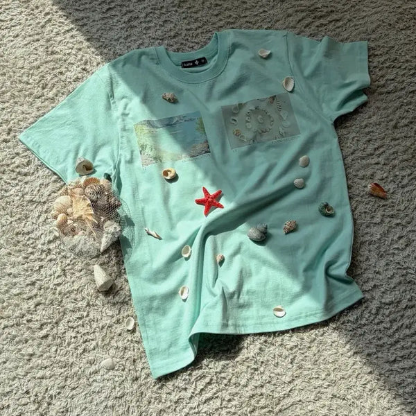 [BUNJANG] Summer Memento Short-Sleeve T-Shirt (Mint) / 썸머 메멘토 반소매 티셔츠 (민트) K26QB237