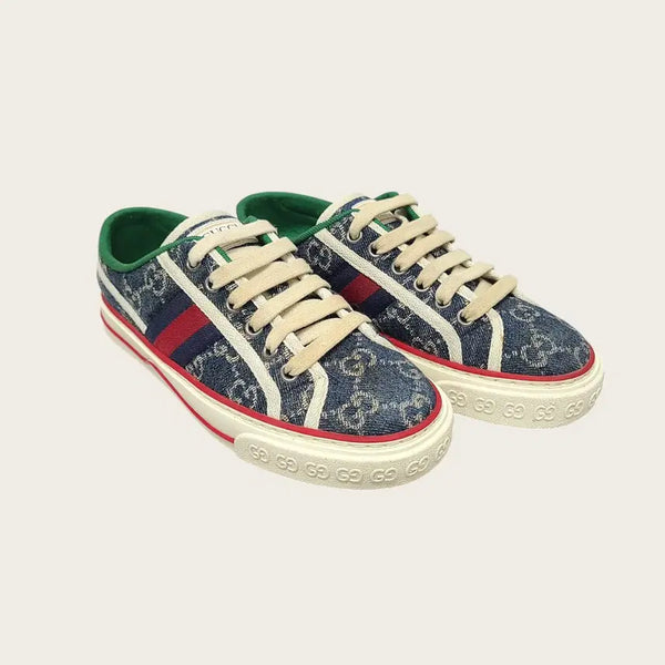 [BUNJANG] Gucci Denim Blue Three Stripes 1977 Tennis Sneakers / [35.5] 구찌 데님 블루 삼선 1977 테니스 스니커즈