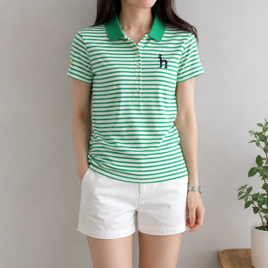 [BUNJANG] Hazzys Striped Short Sleeve Polo Shirt / [90]헤지스 스트라이프 반팔 카라티