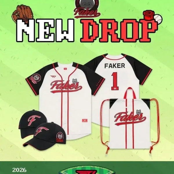 [BUNJANG] T1 Faker Birthday Limited Edition Baseball Uniform, Cap, and Gym Sack Set with Photocard / T1 페이커 생일 기념 굿즈 야구 유니폼 모자 포카 짐색 세트