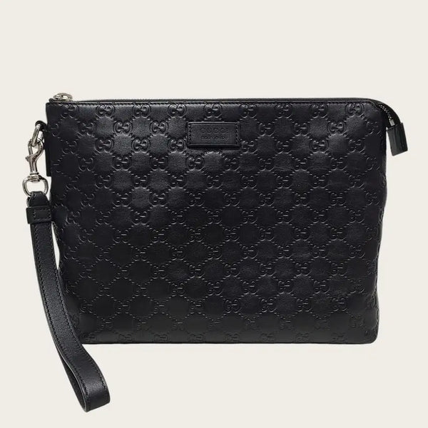 [BUNJANG] Gucci Black GG Sema Logo Leather Strap Clutch / 구찌 블랙 GG 씨마 로고 레더 스트랩 클러치