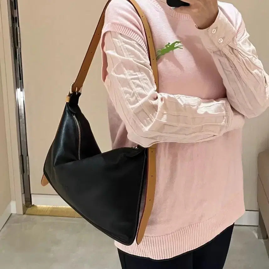 [BUNJANG] Longchamp Shoulder Bag Black Leather / 롱샴 숄더백