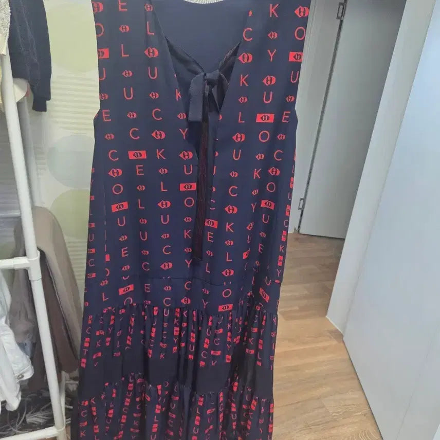 [BUNJANG] Lucky Print Long Dress Navy (Size 36) / 네이비 럭키 프린트 롱 원피스(36) 정품