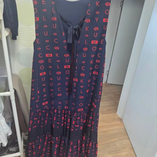 [BUNJANG] Lucky Print Long Dress Navy (Size 36) / 네이비 럭키 프린트 롱 원피스(36) 정품