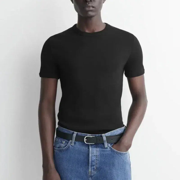 [BUNJANG] Cos Slim-Fit Ribbed Cotton T-Shirt Black XL / Cos 코스 슬림리브드 코튼 티셔츠 블랙 XL
