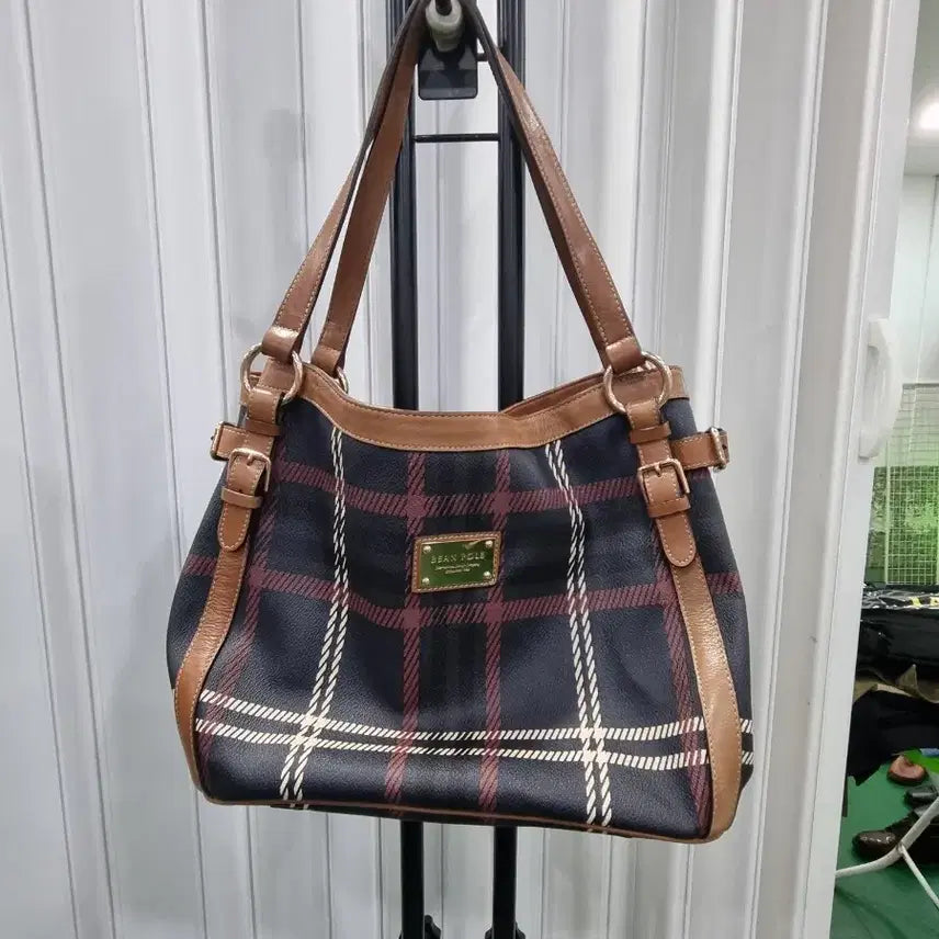 [BUNJANG] Beanpole Check Tote Bag Brown / 빈폴 체크 토트백 브라운