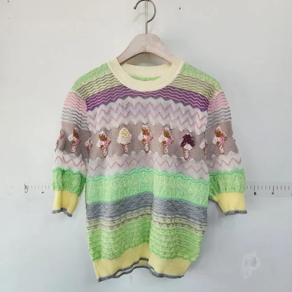 [BUNJANG] Luxury Ice Cream Pattern Knit Sweater / 수입 명품 아이스크림 패턴 니트