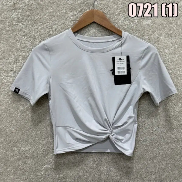[BUNJANG] XEXYMIX Twist Crop Short Sleeve T-Shirt Light Grey / 젝시믹스 트위스트 크롭 반팔 티셔츠 라이트 그레이