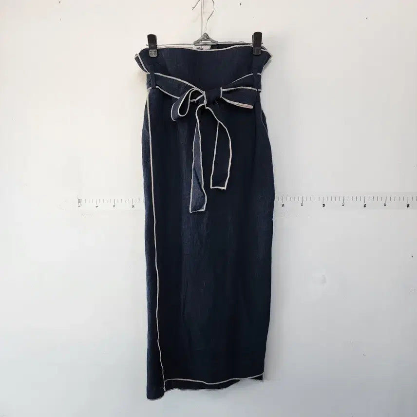 [BUNJANG] Torque Top Linen Ribbon Long Skirt / 토크탑 린넨 리본 롱 스커트