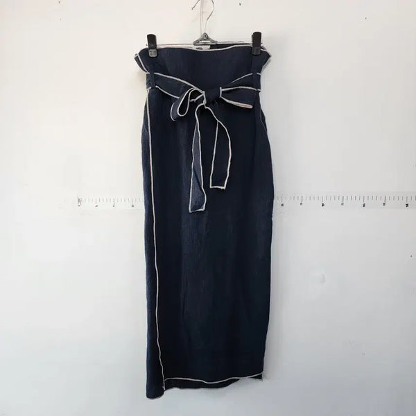 [BUNJANG] Torque Top Linen Ribbon Long Skirt / 토크탑 린넨 리본 롱 스커트