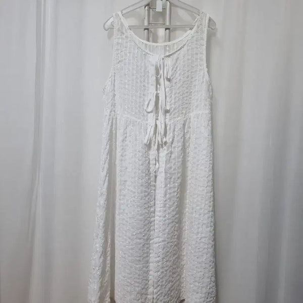 [BUNJANG] Sleeveless Layered Dress - White / 레이어드 원피스 민소매 화이트 끈 나시