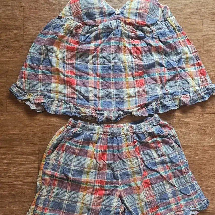 [BUNJANG] Ullala Check Pajama Set (Free Size) / 울랄라 여름 캡내장 체크 잠옷 세트 (FREE)