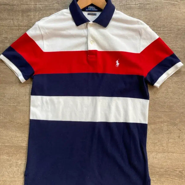 [BUNJANG] Polo Ralph Lauren Custom Slim Fit Striped Polo Shirt - Size S / 폴로 랄프로렌 반팔 카라티 S
