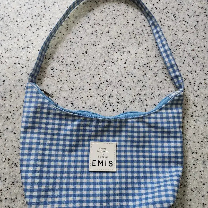 [BUNJANG] EMIS Check Hobo Bag (Blue) / 이미스 체크 호보백 (블루)