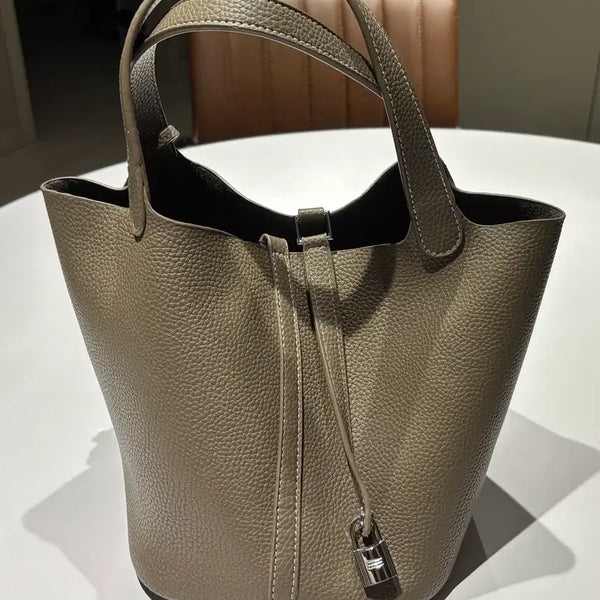 [BUNJANG] Women's Leather Tote Bag - Etoupe / 여성 가죽 토트백 - 에토프