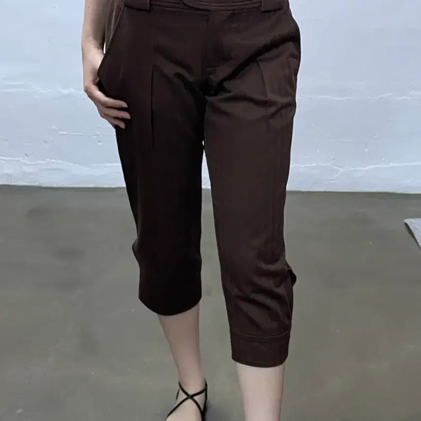[BUNJANG] KENZO Brown Cotton Capri Pants Size 38 / KENZO 브라운 카프리 팬츠 38