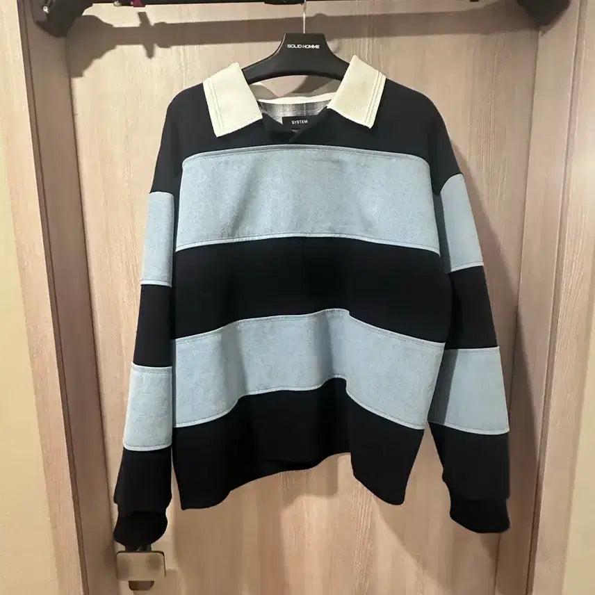 [BUNJANG] System Homme Panel Stripe Oversized Top / 시스템옴므 패널 스트라이프 오버사이즈 탑