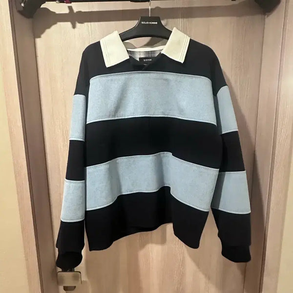 [BUNJANG] System Homme Panel Stripe Oversized Top / 시스템옴므 패널 스트라이프 오버사이즈 탑