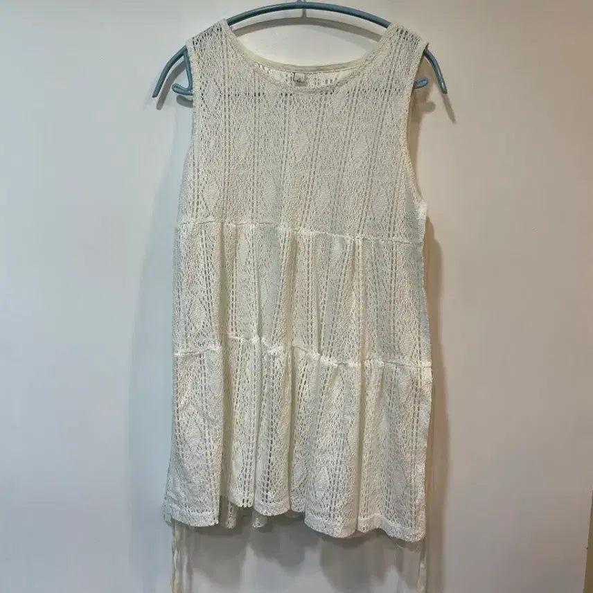 [BUNJANG] Youli Argyle Pattern See-through Sleeveless Top / Youli 아가일 패턴 시스루 나시