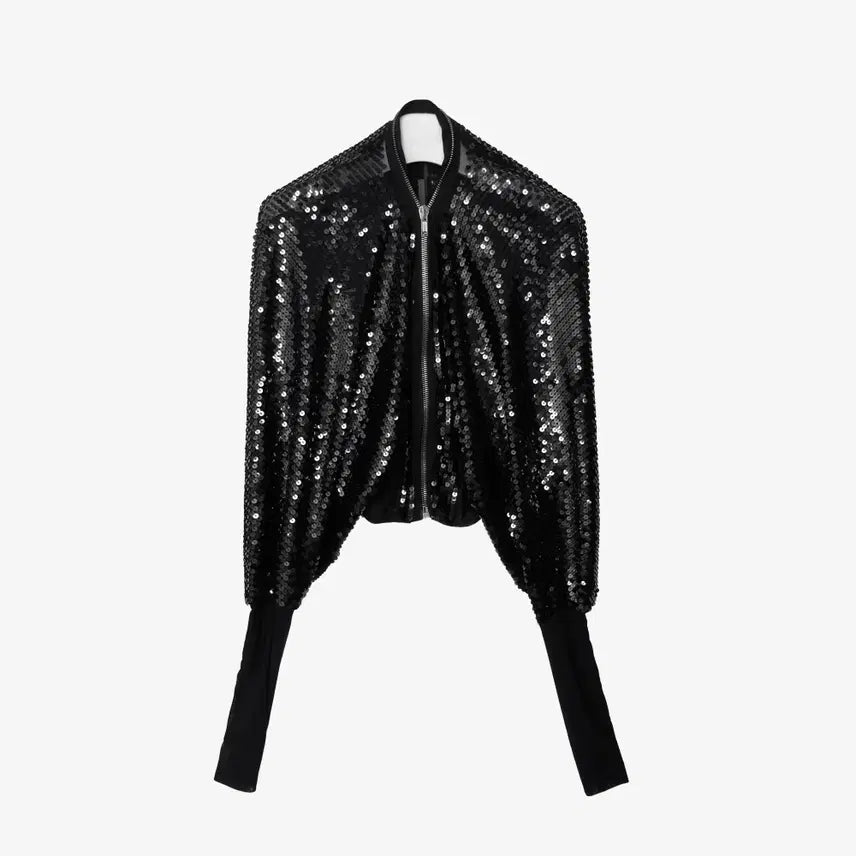 [BUNJANG] Rick Owens Sequin Batwing Flight Jacket Black 40 / 릭오웬스 시퀸 베트윙 플라이트 자켓 40 블랙 45H88RHN