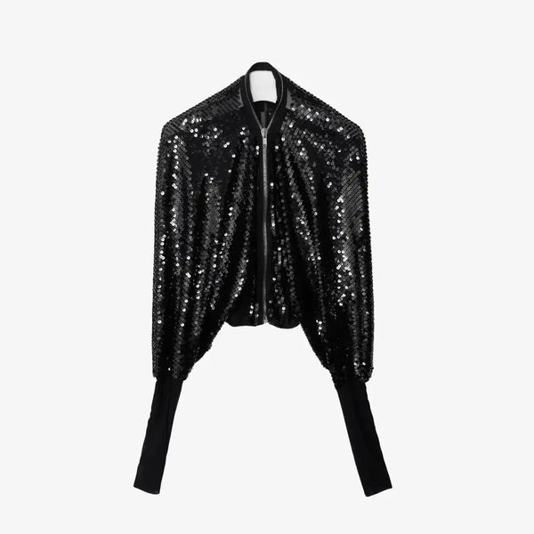 [BUNJANG] Rick Owens Sequin Batwing Flight Jacket Black 40 / 릭오웬스 시퀸 베트윙 플라이트 자켓 40 블랙 45H88RHN