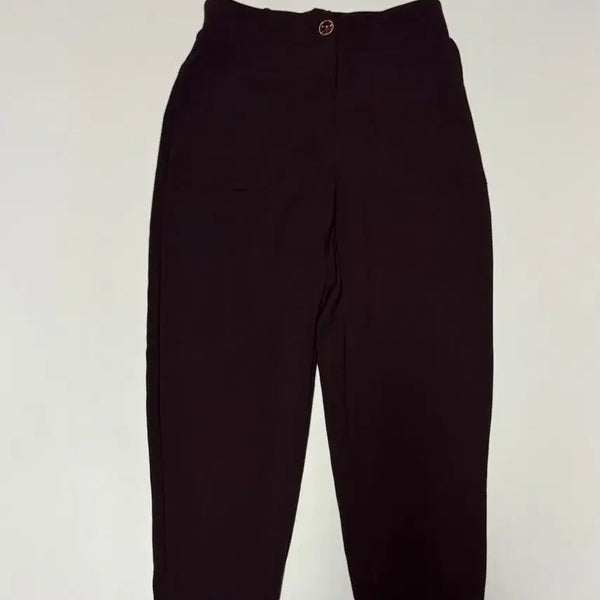 [BUNJANG] Son Jung Wan SJWANI Burgundy Ribbed Hem Poly Pants / 여성 손정완 SJWANI 밑단 시보리 폴리 팬츠 버건디 55