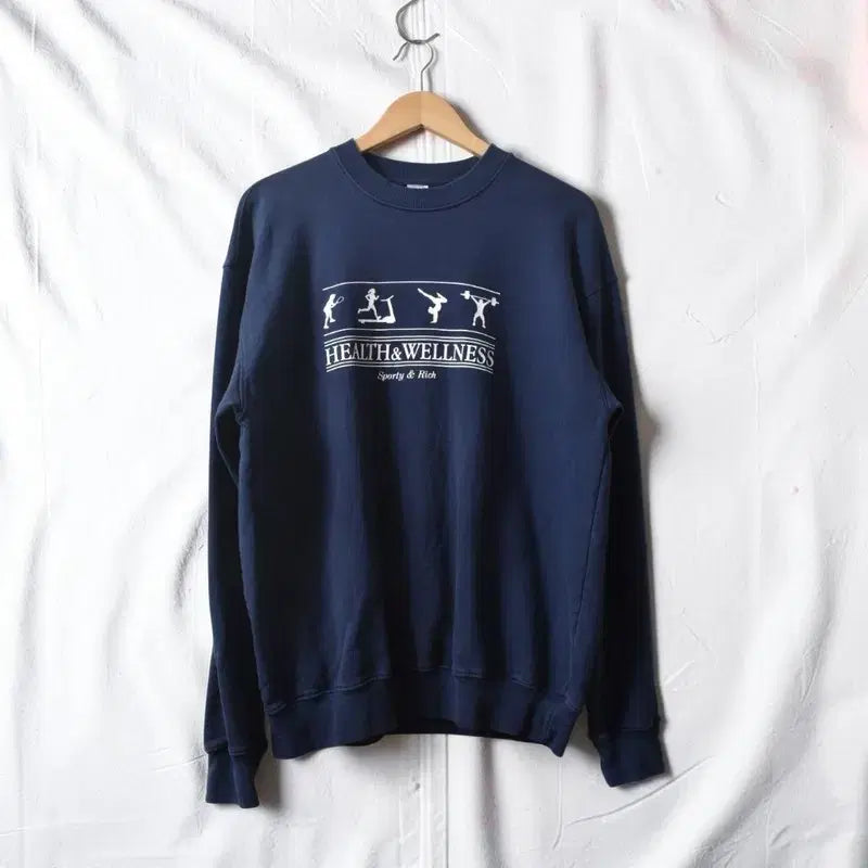 [BUNJANG] Sporty & Rich USA Graphic Sweatshirt Navy M / 스포티앤리치 USA 맨투맨 M0799