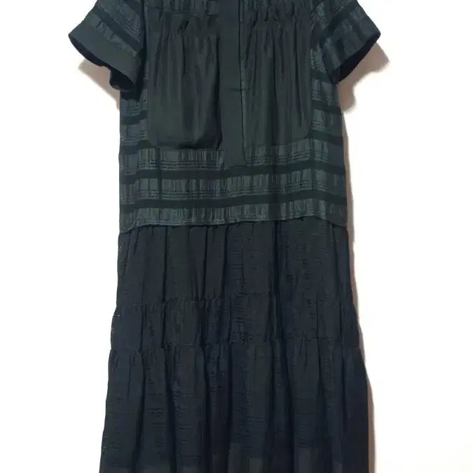 [BUNJANG] SJSJ Linen Blend Tiered Maxi Dress Black / SJSJ / 한섬 정품] 고급 텍스처 믹스 캉캉 린넨 롱원피스 (블랙)