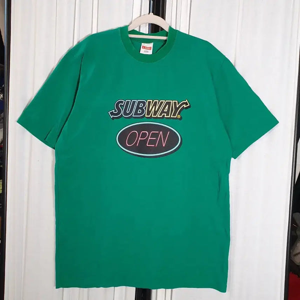 [BUNJANG] Subway Open Graphic T-Shirt Green Size 105 / 서브웨이 오픈 반팔티 그린 105사이즈 2508748