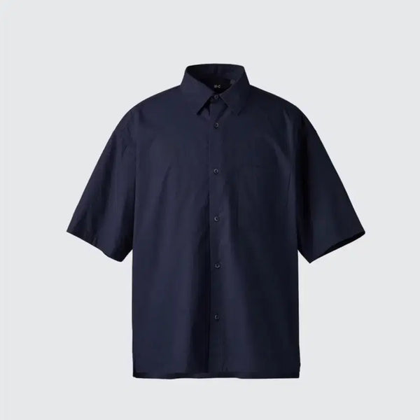 [BUNJANG] Uniqlo C Broadcloth Oversized Half-Sleeve Shirt Navy XL / 유니클로 C 브로드클로스 오버사이즈 반팔 셔츠 네이비 XL
