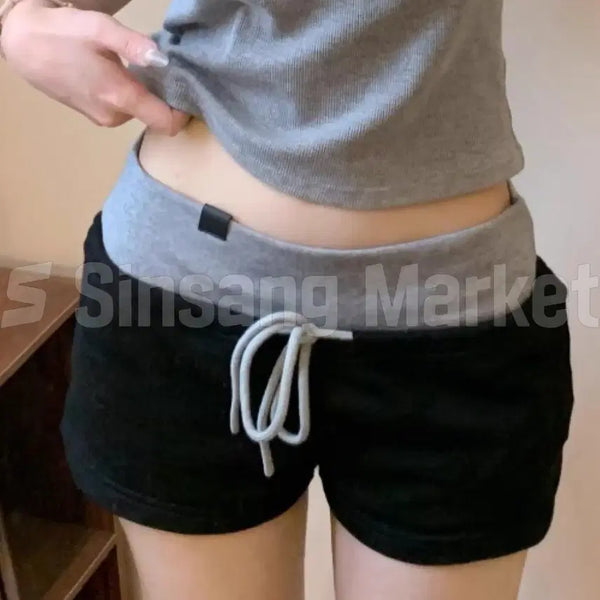 [BUNJANG] Bonju Pants Low Rise Training Shorts with Color Block Patch / [빠른발송] 봉주팬츠 골반생성 반바지 로우라이즈 트레이닝pt 배색 패치