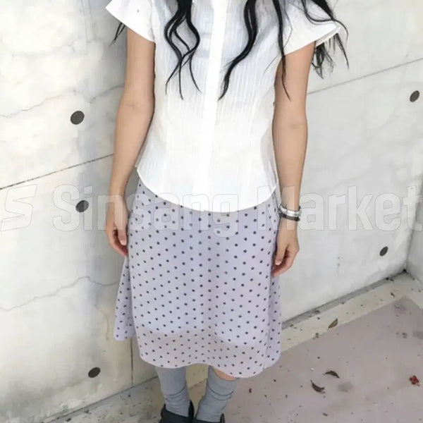 [BUNJANG] Dot Pattern Chiffon Layered Midi Skirt with Back Banding and Lining / [빠른발송] 도트스커트 쉬폰 유니크 레이어드 뒷밴딩 안감 모리녀