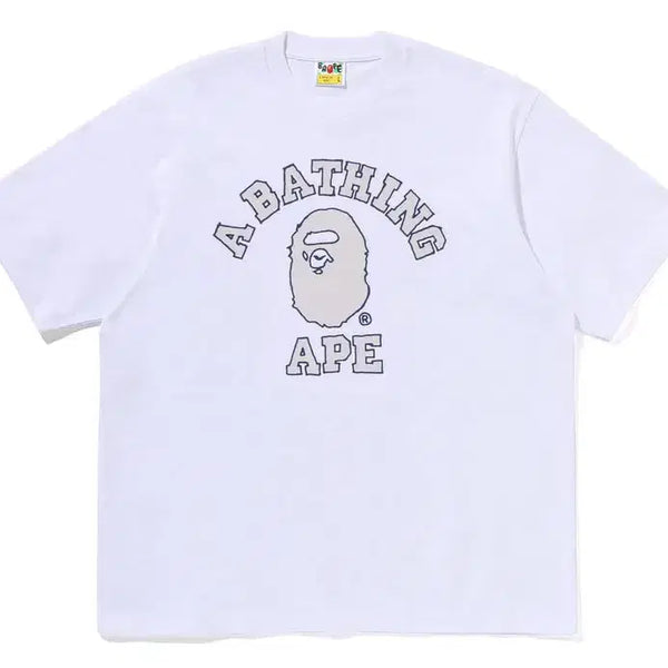 [BUNJANG] A Bathing Ape Hand Drawn Outline College Relaxed Fit Short Sleeve T-Shirt SS26 / [해외] 베이프 핸드 드로운 아웃라인 컬리지 릴렉스드핏 반팔 티셔츠 26SS
