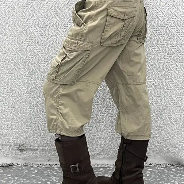 [BUNJANG] Vintage Street Punk Oatmeal Cargo Bermuda Pants 32 Inch / 빈티지 스트릿 펑크 트러커 오트밀 카고 버뮤다팬츠 32인치 C13243