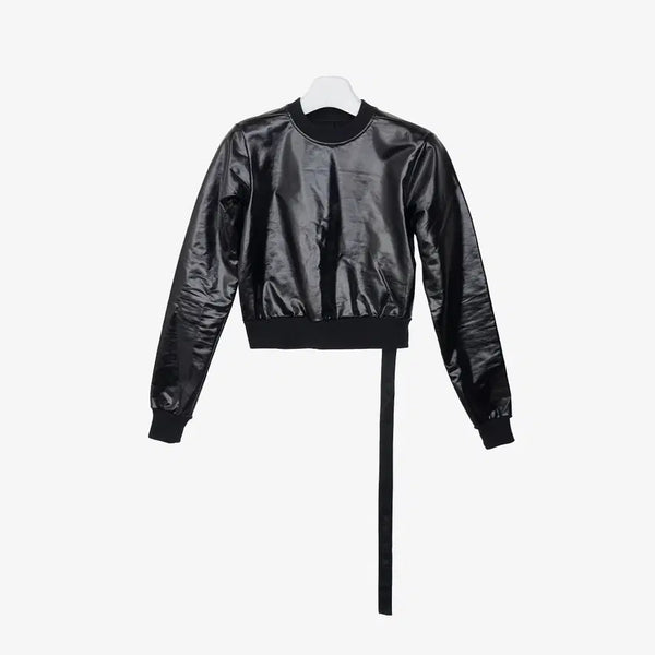 [BUNJANG] Rick Owens Darkshadow Coated Cropped Sweat T-shirt - Black, Size S / 릭오웬스 다크섀도우 코팅 크롭 스웨트 티셔츠 S 블랙 GU2GPUS7