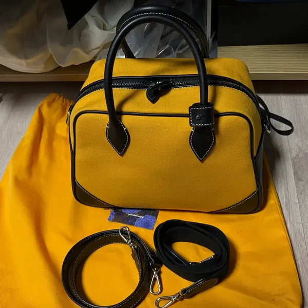 [BUNJANG] KIMS APPAREL Leon Small Canvas Bag Mustard / 킴스어패럴 레옹 캔버스백