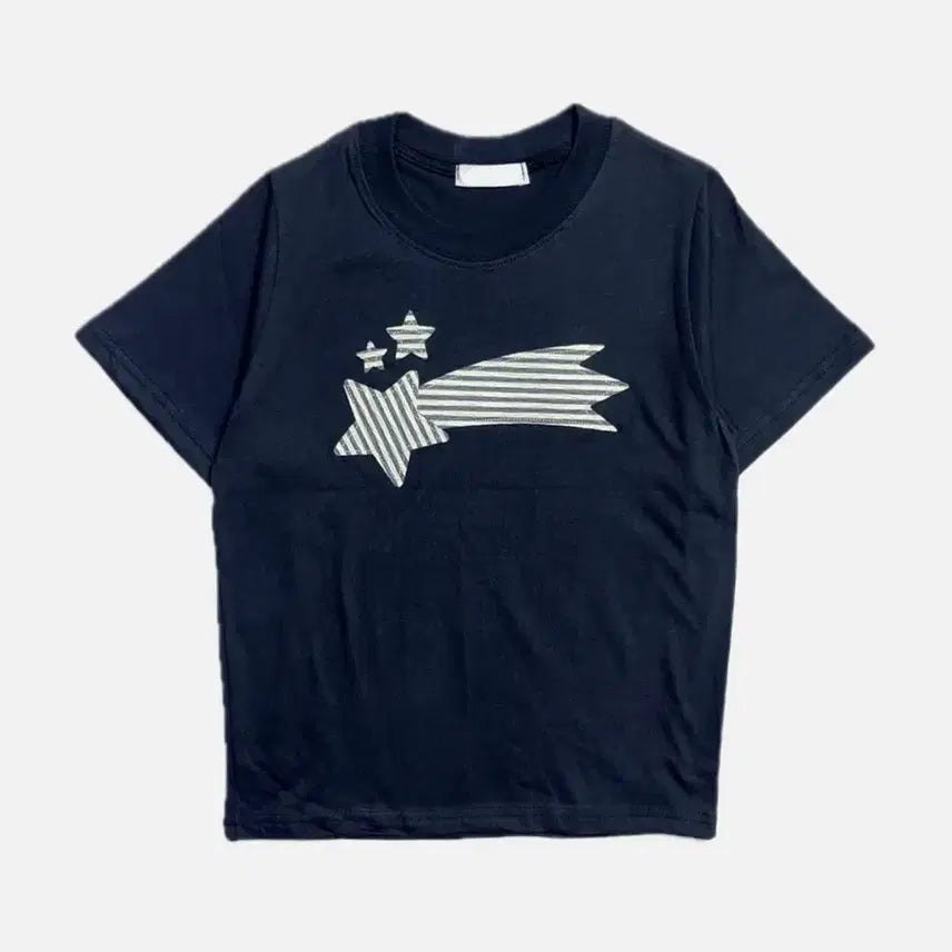 [BUNJANG] Ahn Chae Shooting Star Patch Short-Sleeve T-Shirt Navy / 앤챈 Shooting star patch short-sleeve t