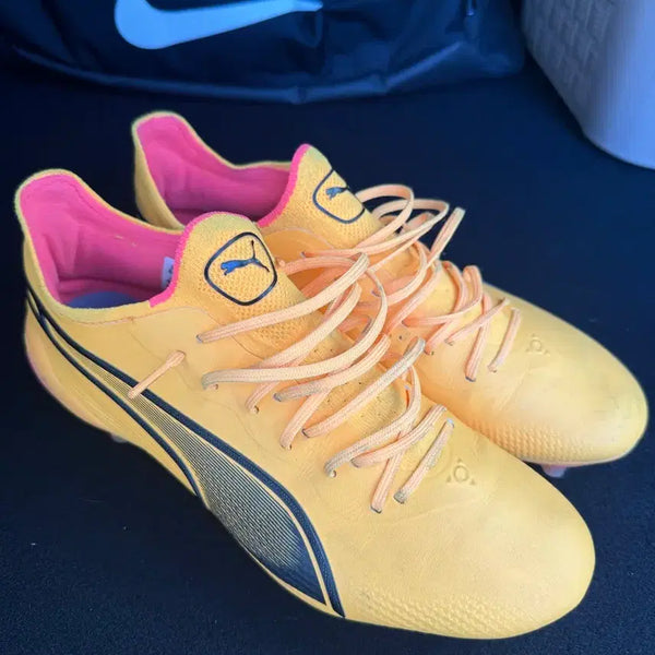 [BUNJANG] Puma King FG/AG Soccer Cleats - 255mm - Yellow / 푸마 킹 최상급 축구화 255mm 옐로우