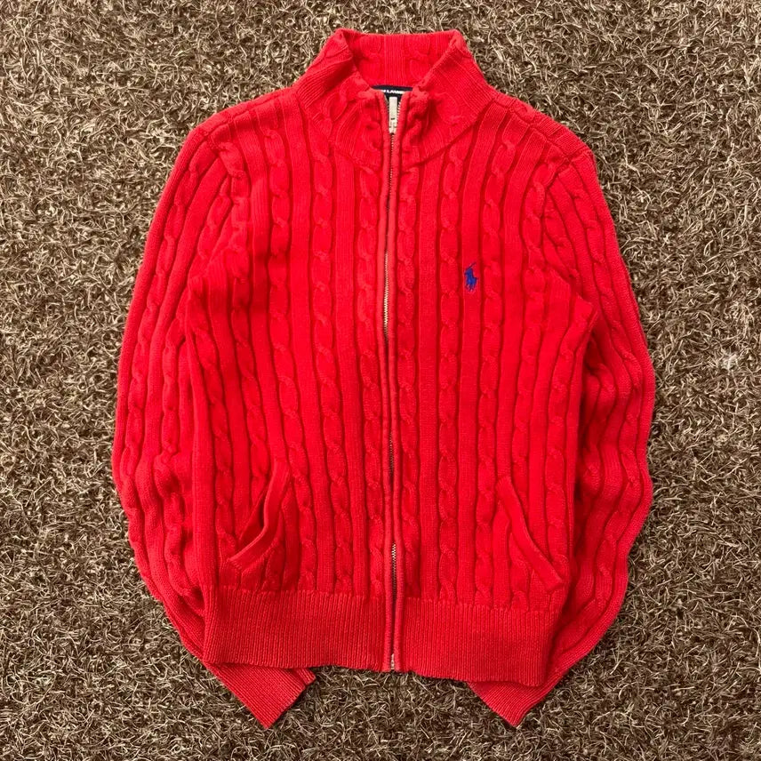 [BUNJANG] Polo Ralph Lauren Cable Knit Zip-Up Jacket / M 랄프로렌 케이블 니트 집업 자켓