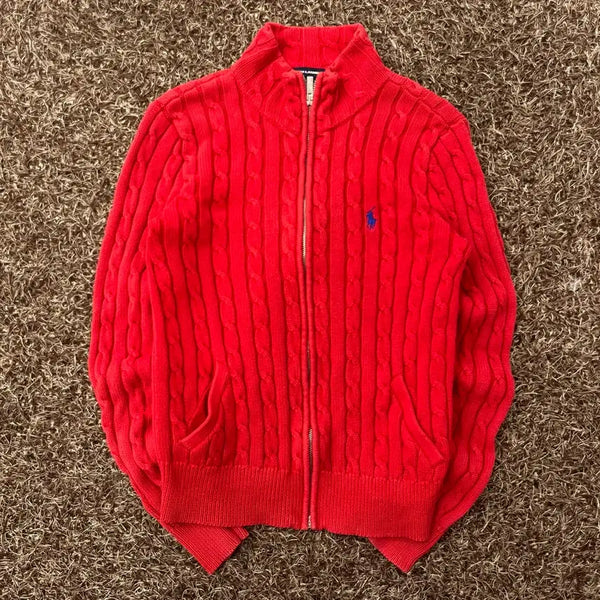 [BUNJANG] Polo Ralph Lauren Cable Knit Zip-Up Jacket / M 랄프로렌 케이블 니트 집업 자켓