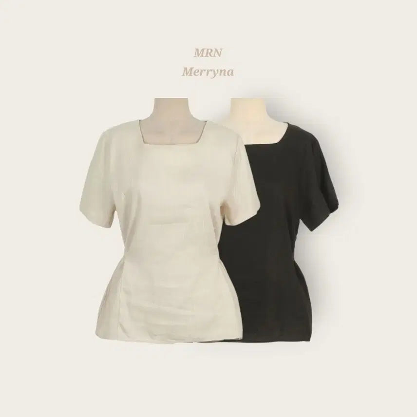 [BUNJANG] Merryna Linen Square Neck Back Ribbon Blouse 2 Color / [빠른배송] 린넨 뒷리본 스퀘어 블라우스 2color