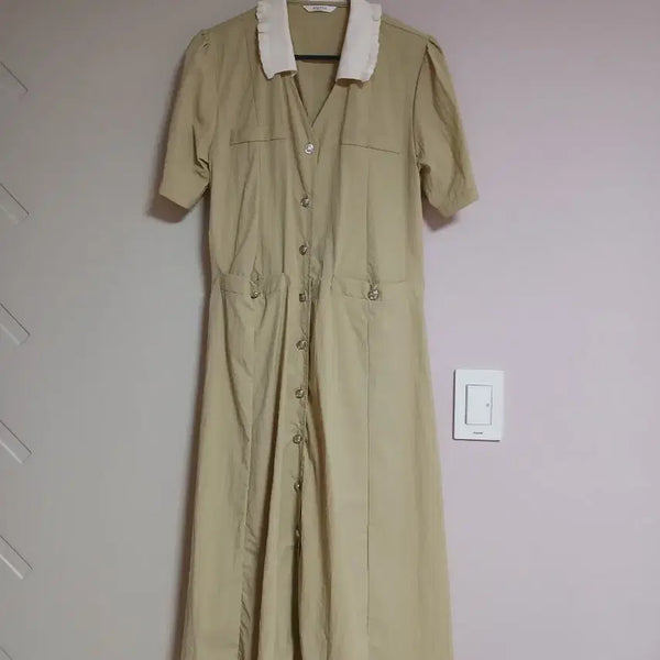 [BUNJANG] Beige Short-Sleeve Long Dress / 여름 반팔 롱원피스